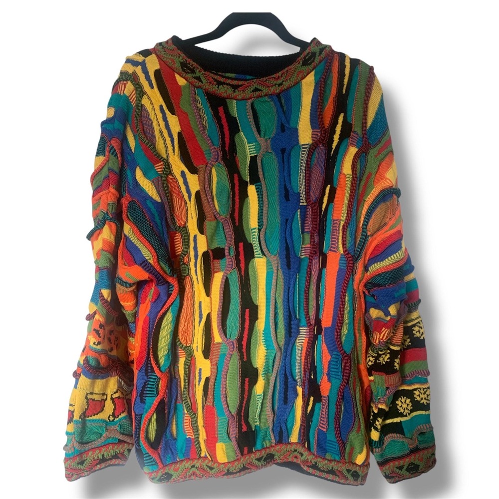 Unbranded 3D Knit Sweater Mens L Multicolor Excellent Abstract Geometric Jumper